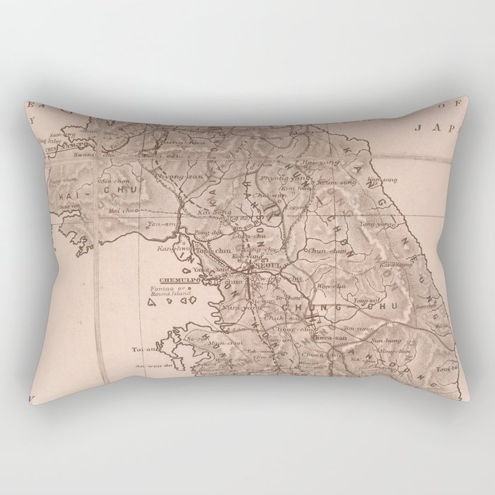 Vintage South Korea Map Rectangular Pillow