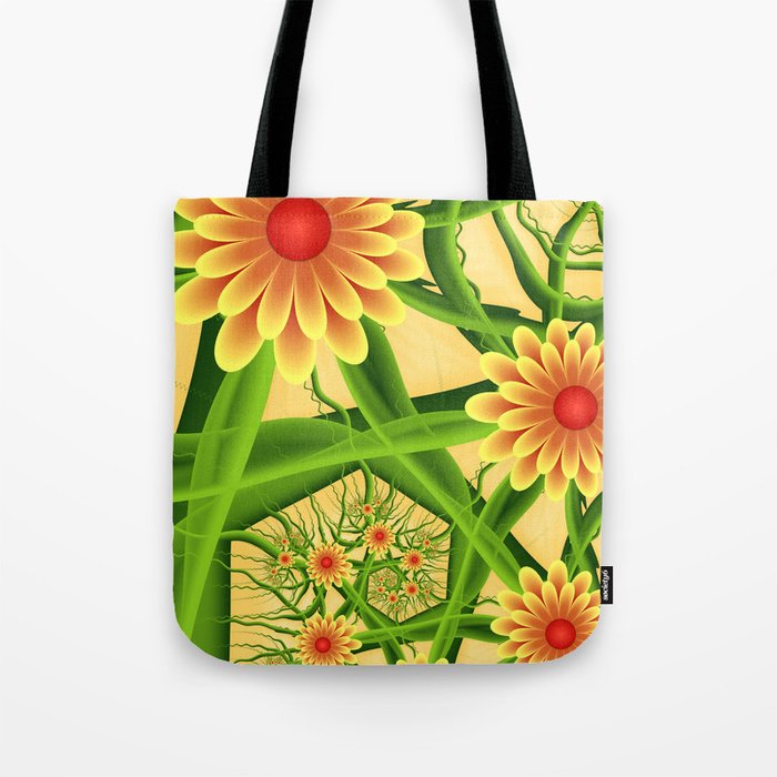 Summer Feelings, Modern Fantasy Flowers Tote Bag