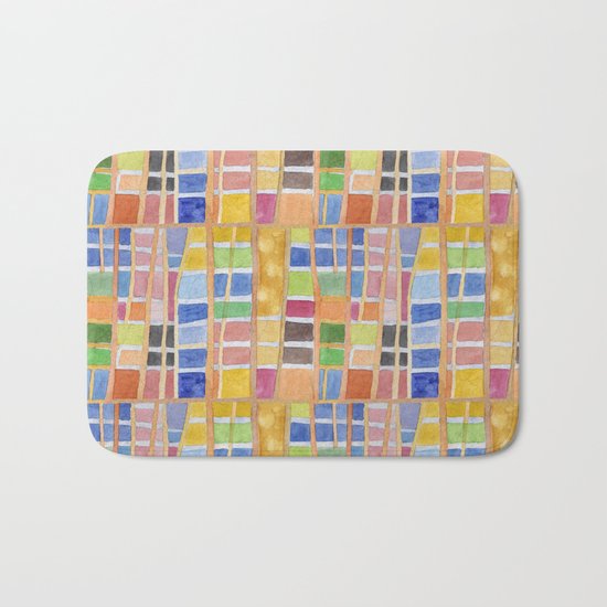 Rectangle Pattern With Sticks Bath Mat