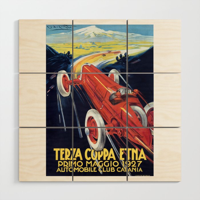 1927 ITALY Coppa Etna Automobile Race Poster Wood Wall Art