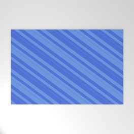 [ Thumbnail: Cornflower Blue & Royal Blue Colored Lined/Striped Pattern Welcome Mat ]