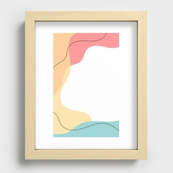 Minimal Coral Seafoam Gold Fluid II Recessed Framed Print