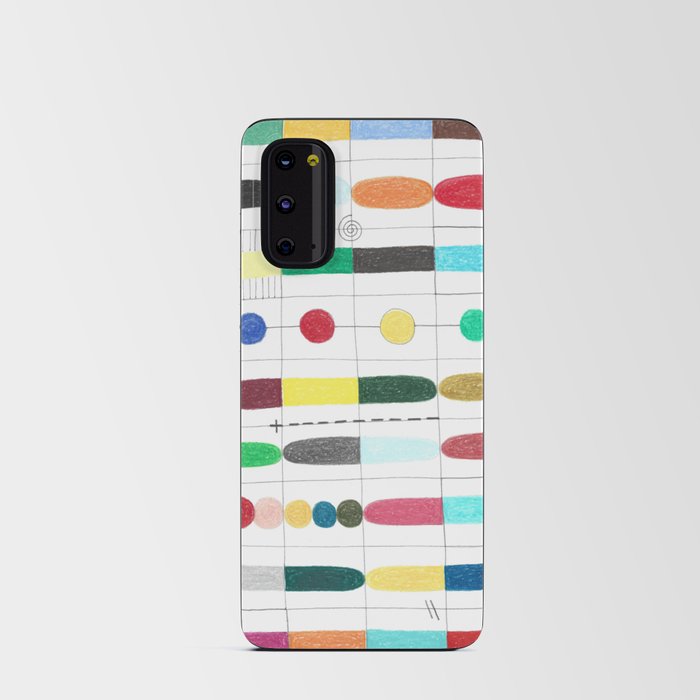 Colorful path. Abstract geometric colorful grid colored pencil whimsical original drawing of mysterious snake. Android Card Case