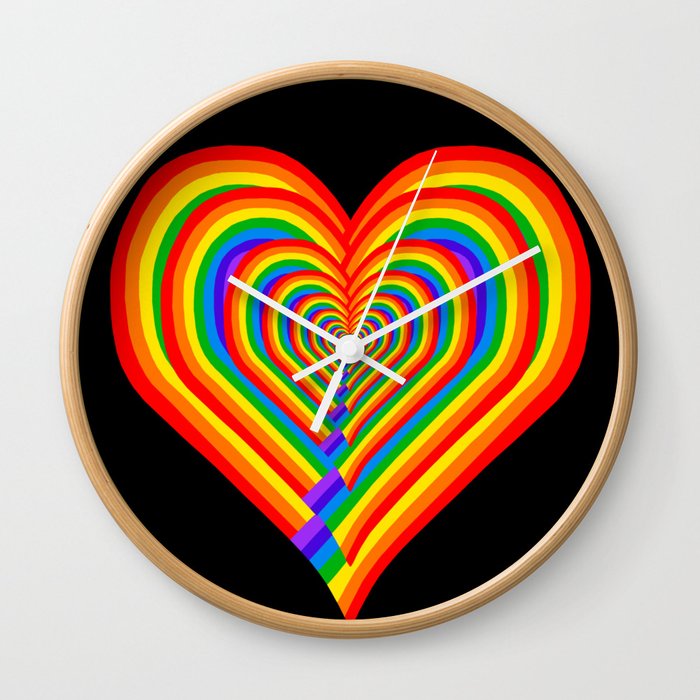 Repeating Rainbow Heart Shaped Echo Wall Clock