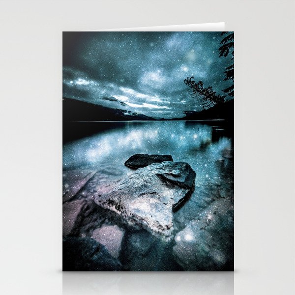 magical mountain lake icy blue Stationery Cards