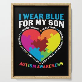 I Wear Blue For My Son Autism Awareness Serving Tray