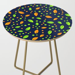 Orange & Green Colorful Leaf & Dotted Design Side Table
