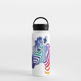 Rainbow Zebra Colorful Animals Whimsical Art Water Bottle