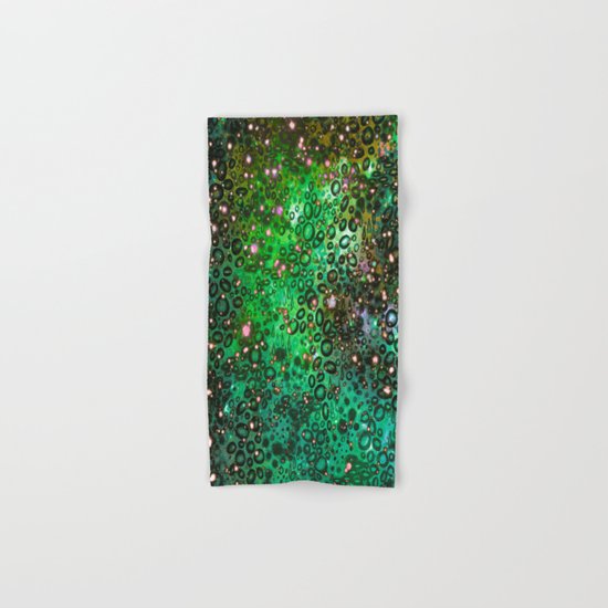 RAINBOW DOTTY OCEAN 3 Green Lime Ombre Space Galaxy Colorful Polka Dot Bubbles Abstract Painting Art Hand & Bath Towel