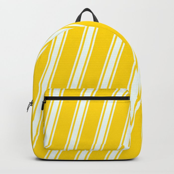 Yellow and Mint Cream Colored Stripes/Lines Pattern Backpack
