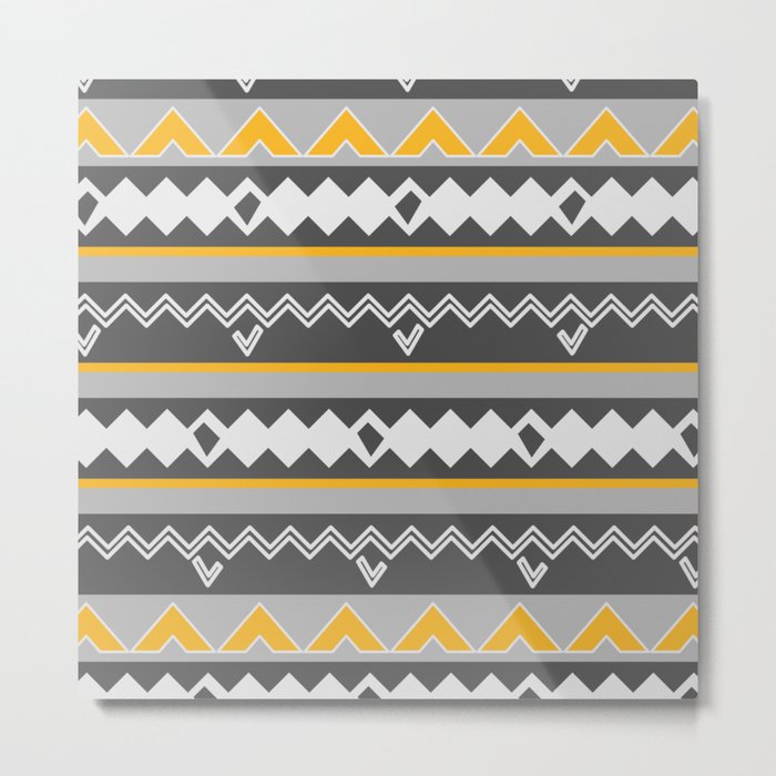 Gray stripes and native shapes Metal Print