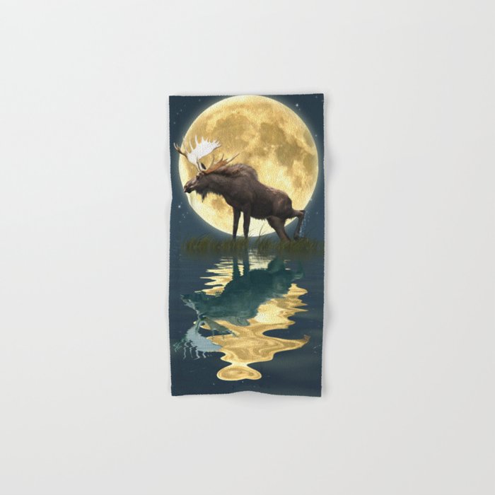 Moose Moon Hand Bath Towel By Skye Ryan Evans Society6   Moose  Moon R2o Bath Towels 