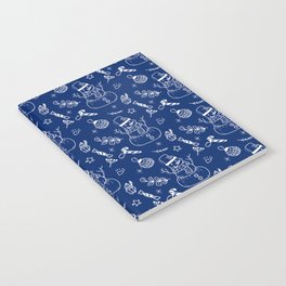 Blue and White Christmas Snowman Doodle Pattern Notebook