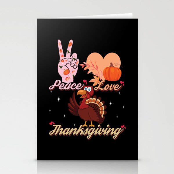 Fall Autumn Turkey Love Peace Thanksgiving Stationery Cards