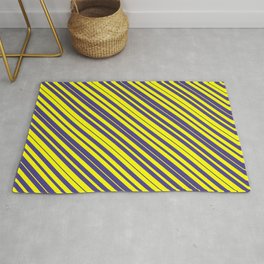 [ Thumbnail: Yellow & Dark Slate Blue Colored Lines/Stripes Pattern Rug ]