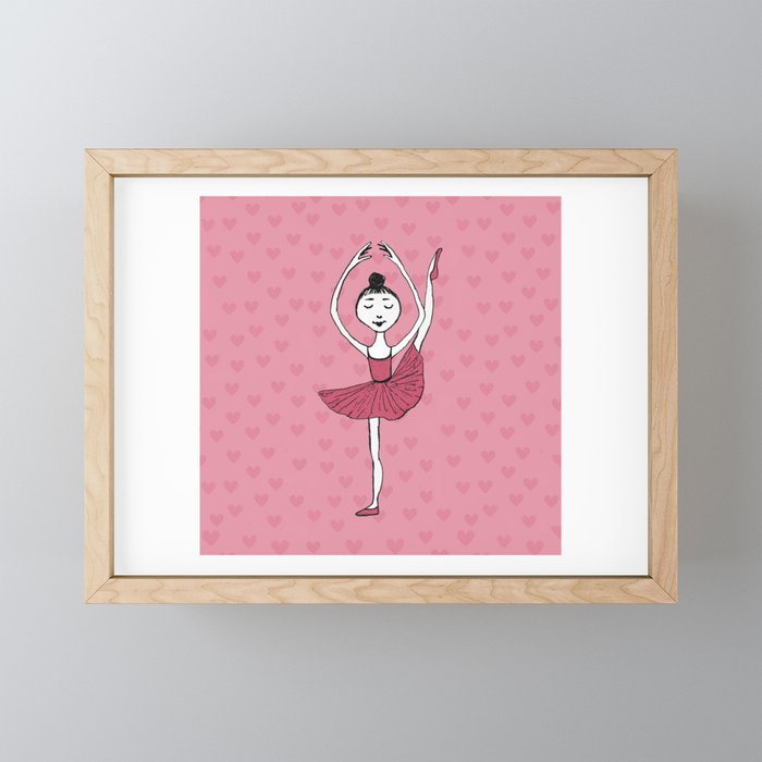 Ballet girl pink battement Framed Mini Art Print