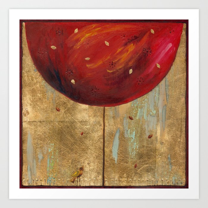 Falling Leaves Art Print | Painting, Oil, Other, Minimalism, Illustration, Abstract, Mixed-media, Nature, Love, Tree