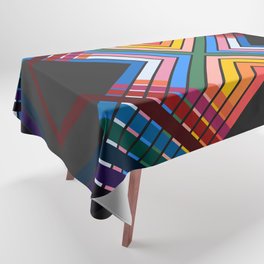 Hando - Geometric Abstract Colorful Retro Striped Art Design Tablecloth