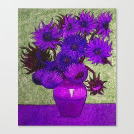 Vincent van Gogh Twelve purple sunflowers in a vase still life blue-gray background portrait painting Canvas Print