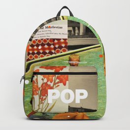 Pop Backpack | Bright, Digitalart, Botanical, Women, Pool, Buildings, Summer, Architecture, Collage, People 