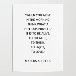 Stoic Philosophy Quote - Marcus Aurelius - What a precious privilege it is to be alive Poster