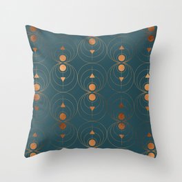 Copper Art Deco on Emerald Throw Pillow