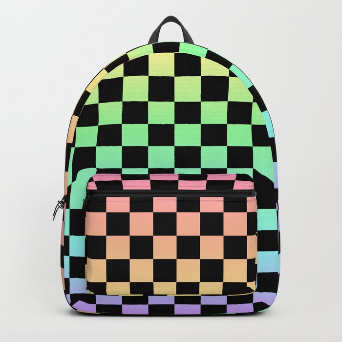 Rainbow and Black Checkers Backpack