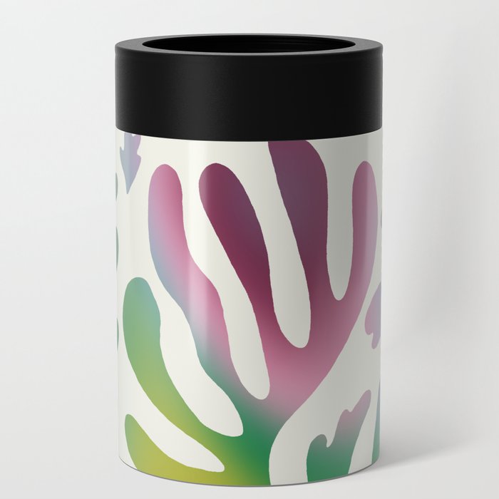 Matisse Inspired Organic Coral Shapes \\ Greish Blue & Multicolor Gradient Can Cooler