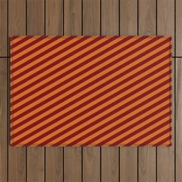 [ Thumbnail: Maroon and Chocolate Colored Stripes/Lines Pattern Outdoor Rug ]