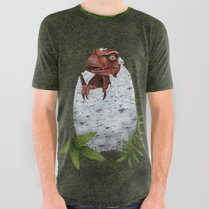 Baby Raptor from Jurassic Park All Over Graphic Tee