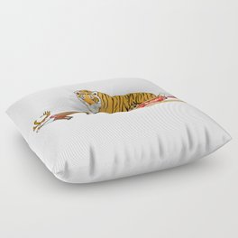 Meme fat tiger in Santa's sleigh / Year of the Tiger /New Year 2022/ Tiger 2022 Floor Pillow