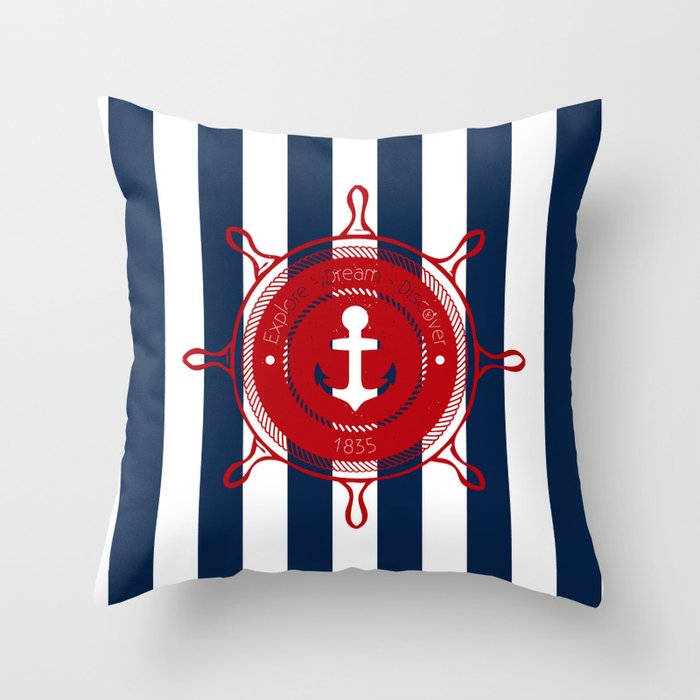 red nautical throw pillows
