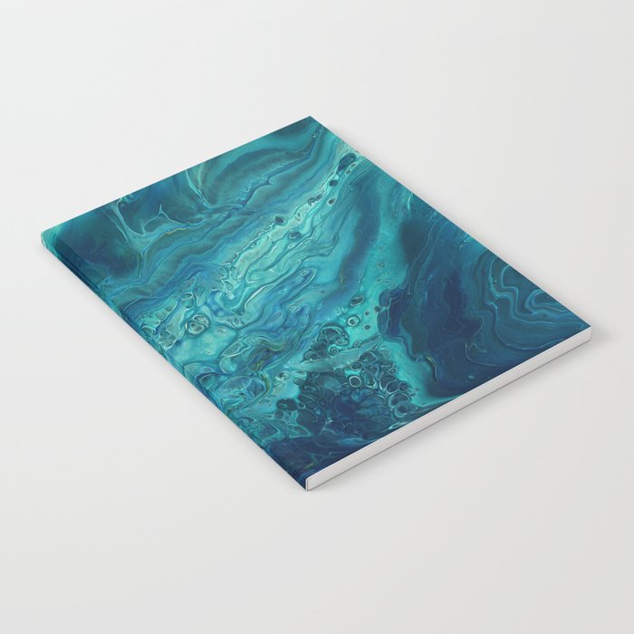 Blue & Teal Acrylic Abstract Fluid Art Notebook