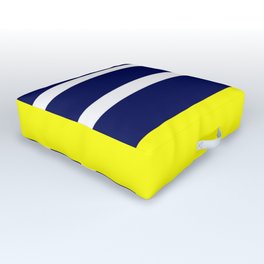 Summer Patio Perfect, Yellow, White & Navy Outdoor Floor Cushion