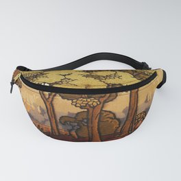 Japanese Block Print Sunset Landscape by The Silver Studio Fanny Pack