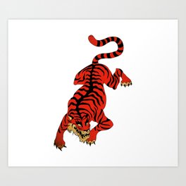 Tattoo Tiger Art Print | American Tattoo, Digital, Americantraditional, Animal, Animaltattoos, Tattootiger, Tattoo, The Hunt, Illustration, Drawing 