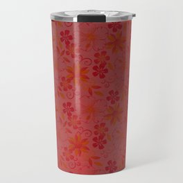 Red Orange Silk Metallic Floral Modern Collection Travel Mug