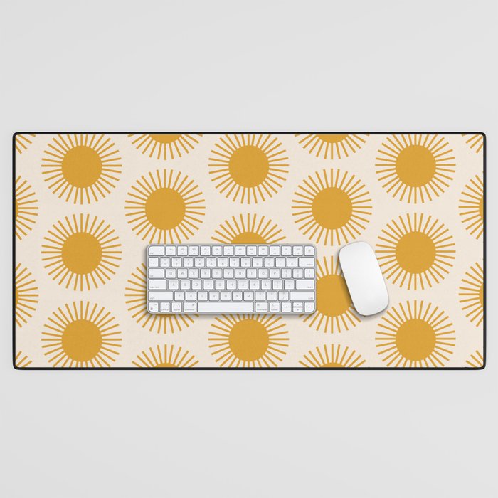 Golden Sun Pattern Desk Mat