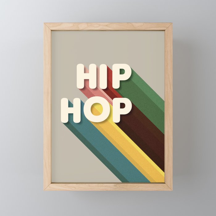 HIP HOP - retro typography Framed Mini Art Print