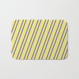 [ Thumbnail: Tan, Brown, and Cornflower Blue Colored Striped/Lined Pattern Bath Mat ]