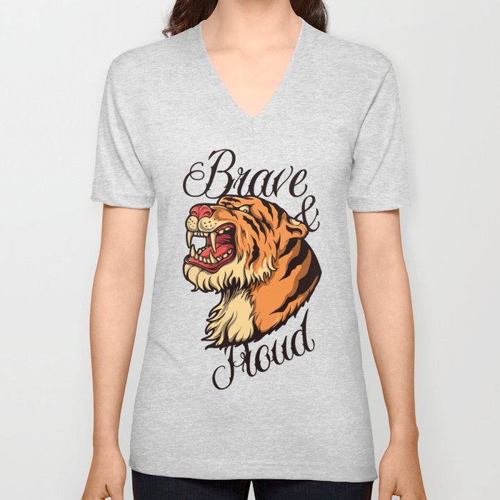 Vintage Tiger V Neck T Shirt