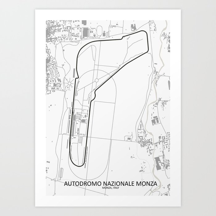 Autodromo Nazionale Monza Circuit Map Art Print By Citymapartprints Society6