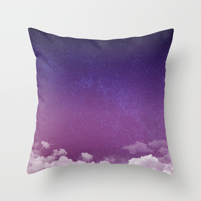 Violet Starry Sky Throw Pillow