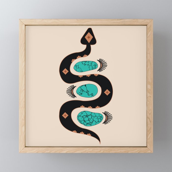 Southwestern Slither in Black Framed Mini Art Print