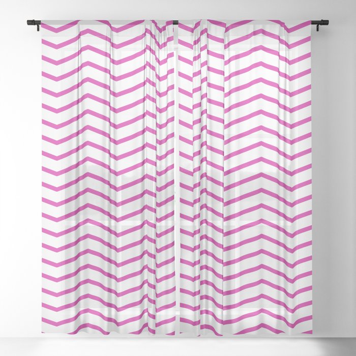 magneta pink zig zag lines Sheer Curtain