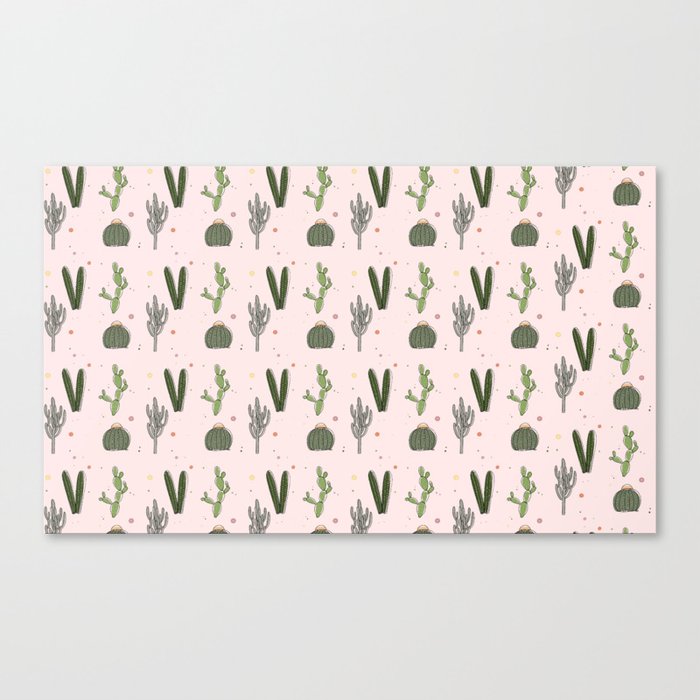 Cactus pattern on pink Canvas Print