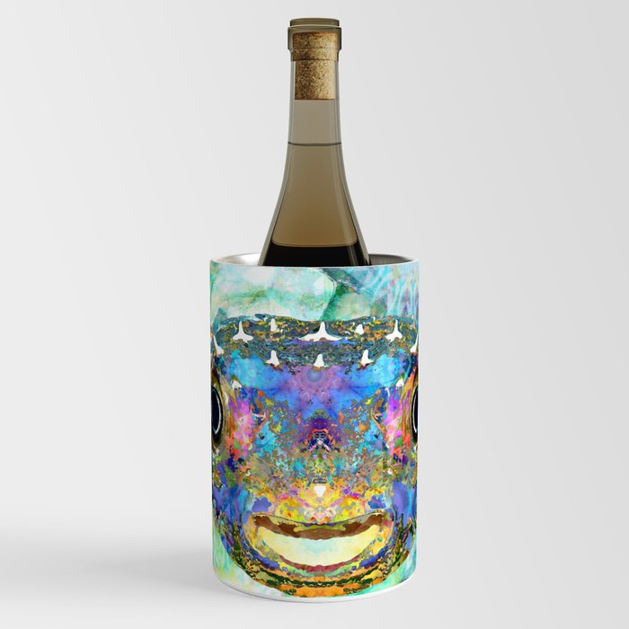 Smile - Colorful Happy Puffer Fish Art Wine Chiller