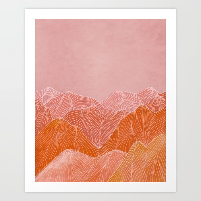 Lines in the mountains - pink II Art Print