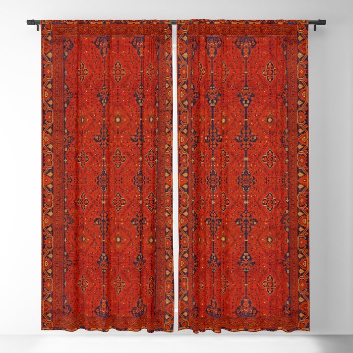 N194 - Red Berber Atlas Oriental Traditional Moroccan Style Blackout Curtain