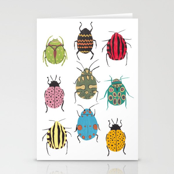 Beetle bugs insect pattern Stationery Cards
